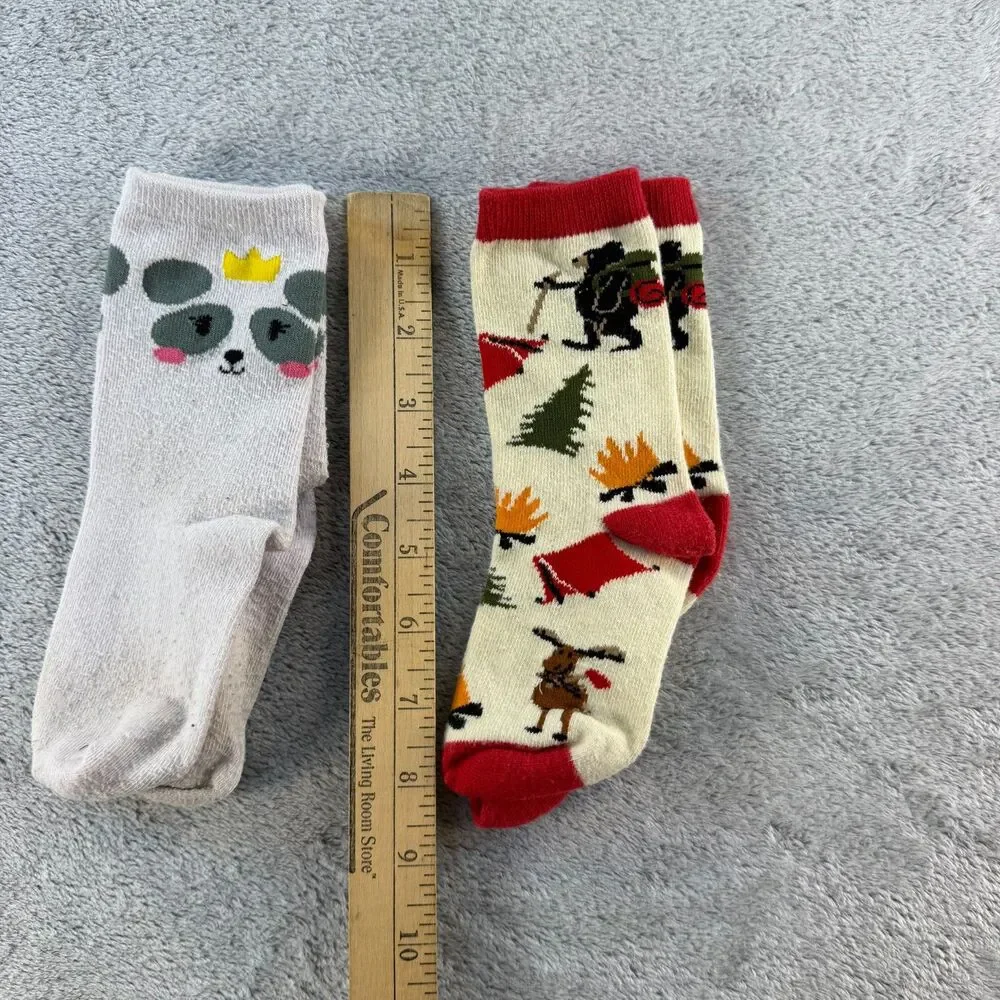 Girls Novelty Sock Lot of 6 Animal Crew Socks Mixed Brands Size M 9-1